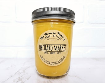 Orchard Market | Scented Soy Wax Candle | Delicious Fall Apple Treats Autumn Spices Scent | Housewarming Birthday Wedding Mother's Day Gift