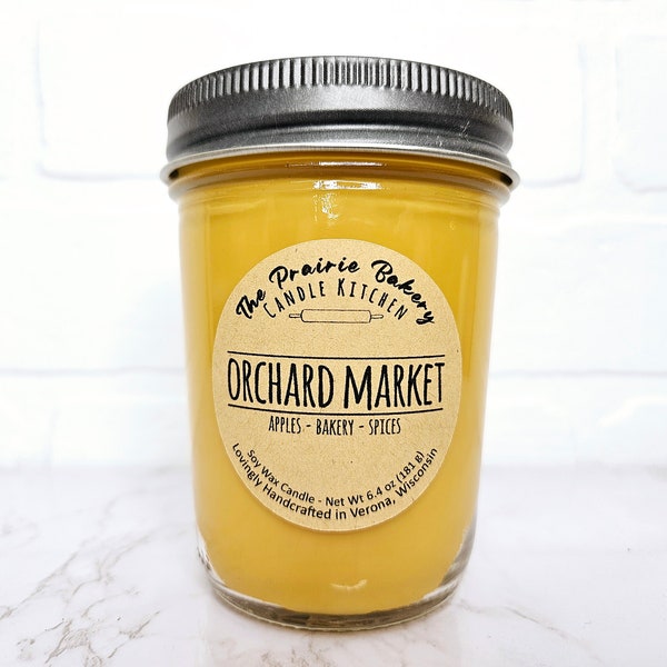 Orchard Market | Scented Soy Wax Candle | Delicious Fall Apple Treats Autumn Spices Scent | Housewarming Birthday Wedding Spring Easter Gift