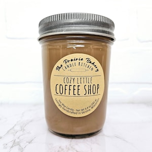 Cozy Little Coffee Shop | Scented Soy Wax Candle | Delicious Invigorating Cafe Latte Scent | Housewarming Birthday Wedding Mother's Day Gift