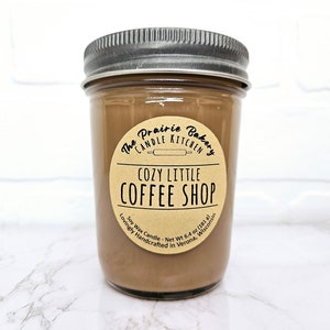 Cozy Little Coffee Shop | Scented Soy Wax Candle | Delicious Invigorating Cafe Latte Scent | Housewarming Birthday Wedding Holiday  Gift