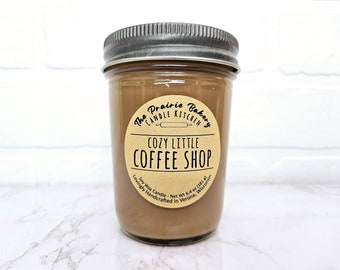 Cozy Little Coffee Shop | Scented Soy Wax Candle | Delicious Invigorating Cafe Latte Scent | Housewarming Birthday Wedding Mother's Day Gift