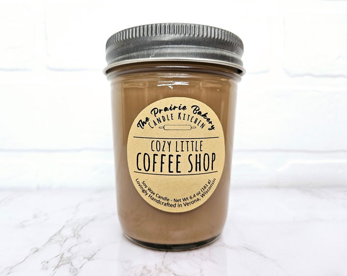Cozy Little Coffee Shop | Scented Soy Wax Candle | Delicious Invigorating Cafe Latte Scent | Housewarming Birthday Wedding Holiday  Gift