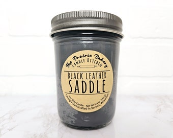 Black Leather Saddle | Scented Soy Wax Candle | Leather Outdoors Scent | Horse Girl | Housewarming Birthday Wedding Mother's Day Gift