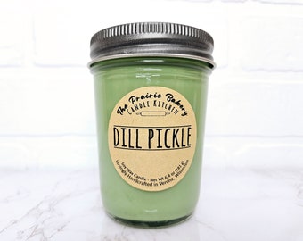 Dill Pickle | Scented Soy Wax Candle | Funny Dillweed Pickled Cucumber Scent | Housewarming Birthday Wedding Spring Easter Gift