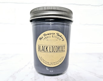 Black Licorice | Scented Soy Wax Candle | Fall Autumn Halloween Sweet Anise Candy Scent | Housewarming Birthday Wedding Holiday Gift
