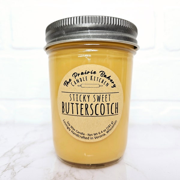 Sticky Sweet Butterscotch | Scented Soy Wax Candle Delicious Sugary Candy Scent | Housewarming Birthday Wedding Mother's Day Gift