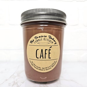 Café | Scented Soy Wax Candle | Sweet Coffee Hazelnut Espresso Scent | Housewarming Birthday Wedding Holiday  Gift