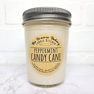 Peppermint Candy Cane | Scented Soy Wax Candle | Holiday Cooling Mint Christmas Scent | Housewarming Birthday Wedding Holiday  Gift