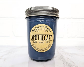 Apothecary | Scented Soy Wax Candle | Incense Patchouli Sandalwood Spice Scent | Housewarming Birthday Wedding Mother's Day Gift