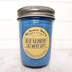 Blue Raspberry Salt Water Taffy | Scented Soy Wax Candle | Sweet Candy Shop Fruity Scent | Housewarming Birthday Wedding Spring Easter Gift