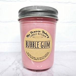Bubble Gum | Scented Soy Wax Candle | Nostalgic Sweet Sugar Bubblegum Candy Scent | Housewarming Birthday Wedding Gift