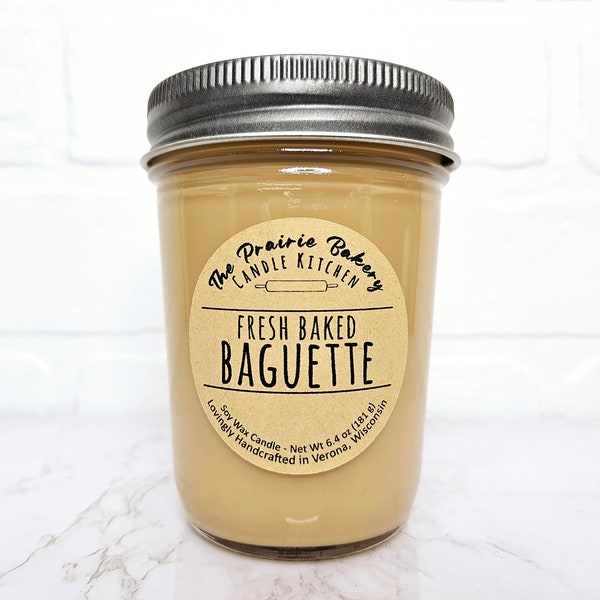 Fresh Baked Baguette | Scented Soy Wax Candle Delicious Crispy Bread & Butter Kitchen Scent | Housewarming Birthday Wedding Mother's Gift
