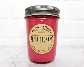 Apple Pickin' | Scented Soy Wax Candle | Fall Orchard Fruity Macintosh Apple Scent | Housewarming Birthday Wedding Mother's Day Gift