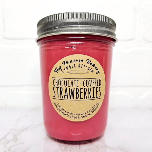 Chocolate Covered Strawberries | Scented Soy Wax Candle | Sweet Fruity Romantic Love Scent | Housewarming Birthday Wedding Mother's Day Gift