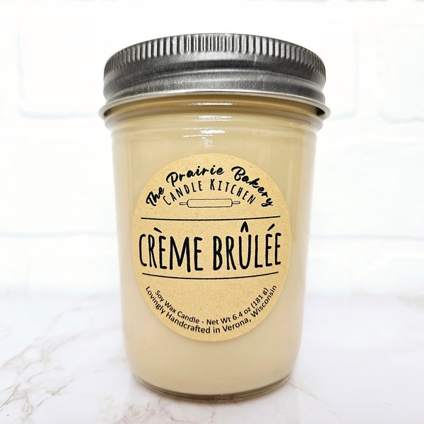 Creme Brulee | Scented Soy Wax Candle | Vanilla Sugar Custard Food Dessert Kitchen Scent | Housewarming Birthday Wedding Mother's Day Gift