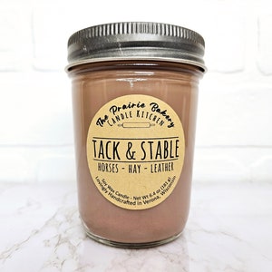 Tack & Stable | Scented Soy Wax Candle | Horse and Leather Outdoors Scent | Horse Girl | Housewarming Birthday Wedding Mother's Day Gift