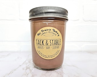 Tack & Stable | Scented Soy Wax Candle | Horse and Leather Outdoors Scent | Horse Girl | Housewarming Birthday Wedding Mother's Day Gift