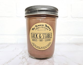 Tack & Stable | Scented Soy Wax Candle | Horse and Leather Outdoors Scent | Horse Girl | Housewarming Birthday Wedding Holiday  Gift