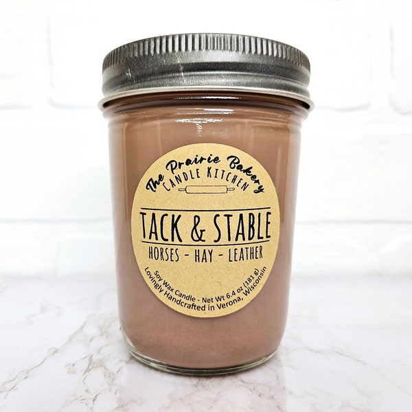 Tack & Stable | Scented Soy Wax Candle | Horse and Leather Outdoors Scent | Horse Girl | Housewarming Birthday Wedding Spring Easter Gift