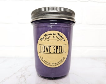 Love Spell | Scented Soy Wax Candle | Woodsy Berries Perfume Body Spray Girlfriend Scent | Housewarming Birthday Wedding Spring Easter Gift