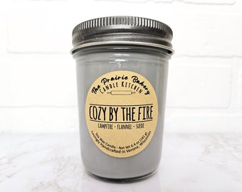 Cozy by the Fire | Scented Soy Wax Candle | Smoked Flannel and Suede Smoky Campfire | Housewarming Birthday Wedding Mother's Day Gift