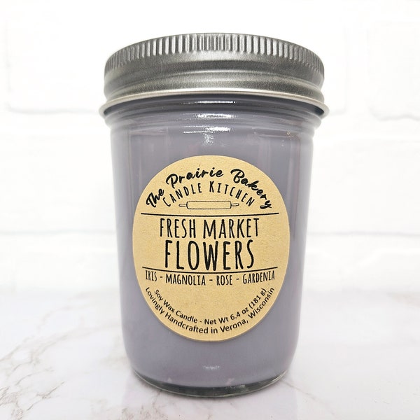 Fresh Market Flowers | Scented Soy Wax Candle | Sweet Floral Fresh Spring Summer Scent | Housewarming Birthday Wedding Mother's Day Gift