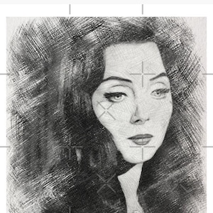 Morticia Addams Art Print: Ladies of Horror Sketched Portrait - Limited Edition