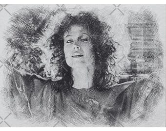 Ghostbusters Sigourney Weaver Art Print: Ladies of Horror Sketched Collection