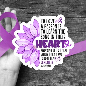 To love, Alzheimer's Awareness Sticker, Purple Ribbon, Mental Health, Die cut, Sticker, Waterproof