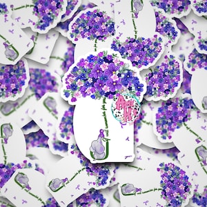 I will remember for you, Alzheimer's Awareness Sticker, Purple, Elephant, Flowers, Ribbon, Mental Health, Die cut, Sticker, Waterproof