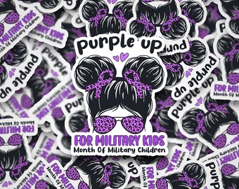 Purple Up, Military Kids, Military, Purple, Kids, Purple Up Little Girl, Die cut, Sticker, Waterproof, Military Children Awareness Month