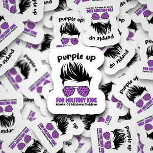 Viola Up, Bambini militari, Militare, Viola, Bambini, Ragazzino viola Up, Fustellato, Adesivo, Impermeabile, Mese di sensibilizzazione dei bambini militari