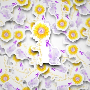 I will remember for you, Alzheimer's Awareness Sticker, Purple, Elephant, Sunflower, Ribbon, Mental Health, Die cut, Sticker, Waterproof