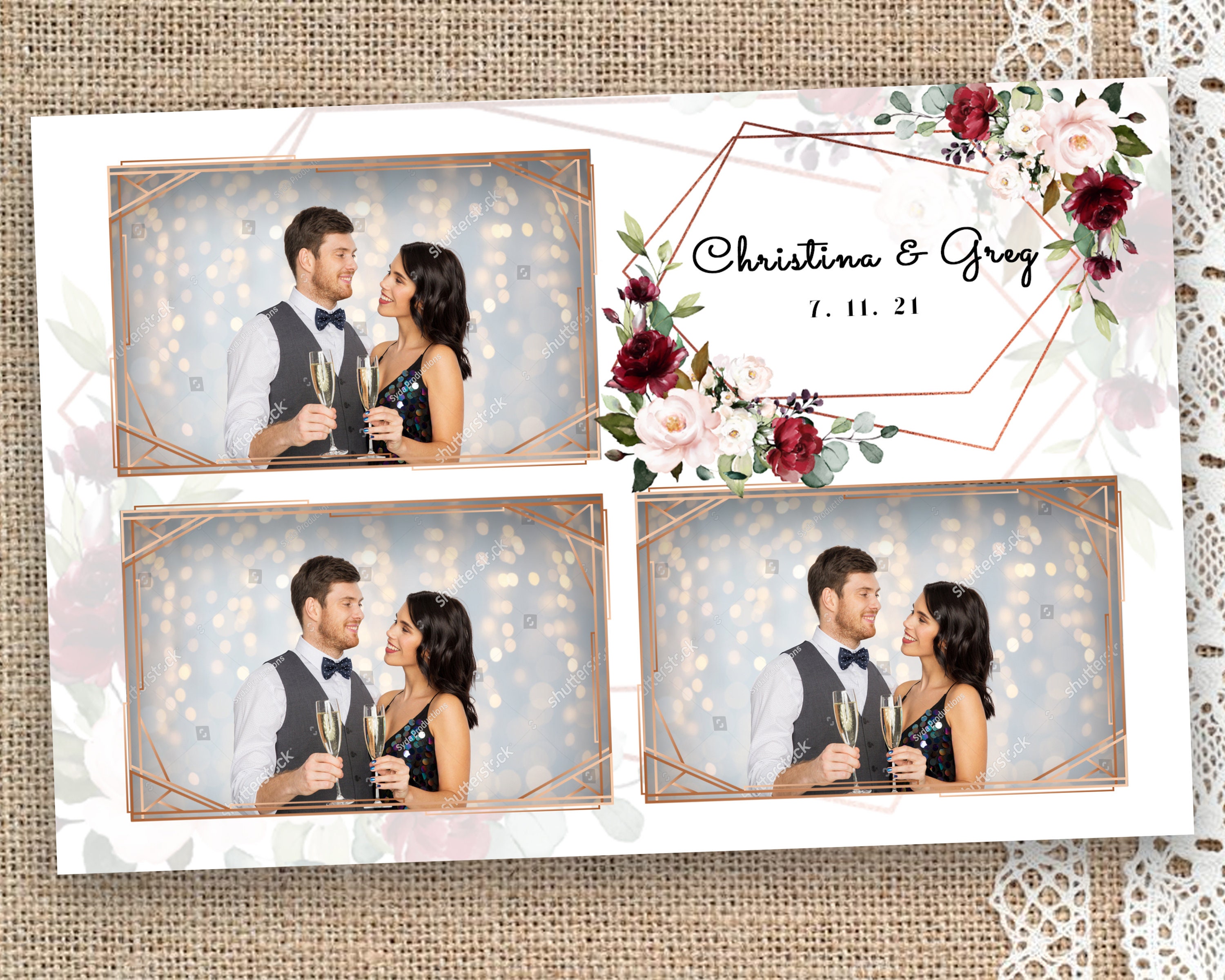 Wedding Photo booth template with burgundy flowers and Etsy Wedding Photo booth template with burgundy flowers and Etsy