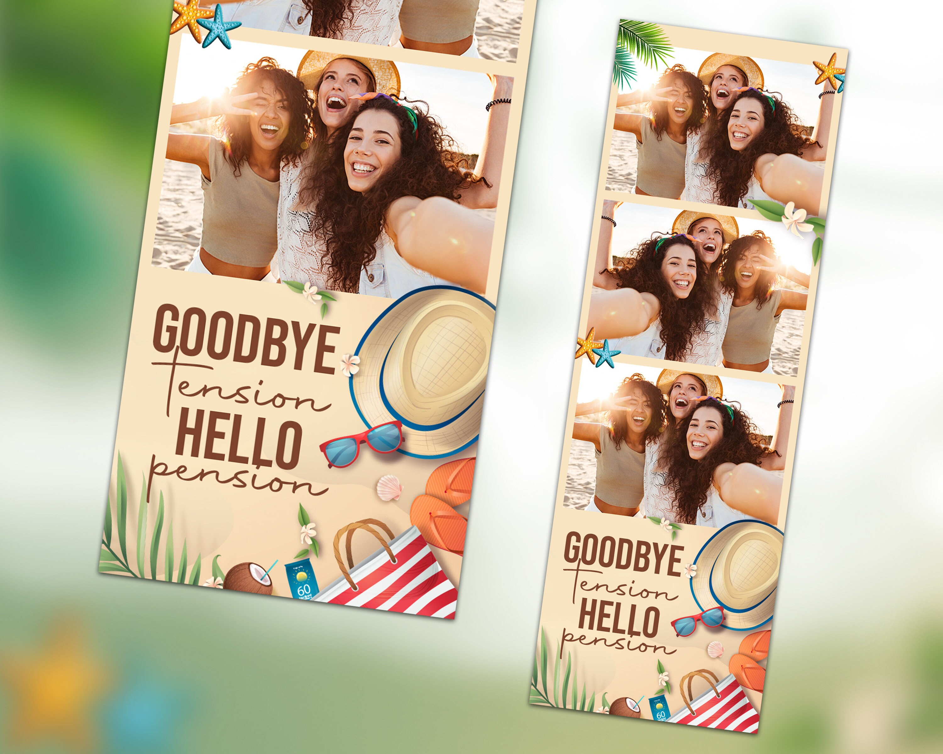 Summer beach party Photo Booth Template 2x6 Stripe | Etsy