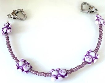 Medical Bracelet Attachment w/ Lavender Bears, Medical ID Bracelet for Girls, Diabetic Bracelet, Autism ID Bracelet