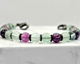 Interchangeable Medical ID Bracelet for Women, Fluorite Bracelet, Medical Alert, Diabetic Bracelet, Fertility Bracelet, Beaded Watch Band