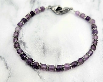 Medical Alert Bracelet Attachment w/Shimmering Amethyst, Women's Medical ID Bracelet, Interchangeable Bracelet, Diabetes Bracelet