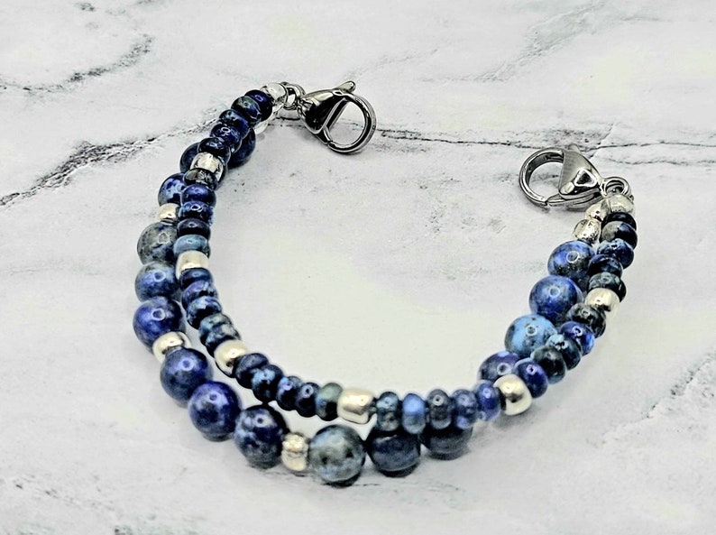 Medical Bracelet Attachment , Lapis Lazuli & Jasper, Medical ID Bracelet Women, Diabetes Alert Bracelet, Medical Alert, Interchangeable image 10