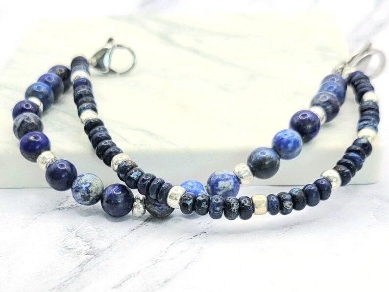 Medical Bracelet Attachment , Lapis Lazuli & Jasper, Medical ID Bracelet Women, Diabetes Alert Bracelet, Medical Alert, Interchangeable image 1