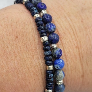 Medische armbandbevestiging, Lapis Lazuli & Jasper, medische ID-armband vrouwen, diabetes alert armband, medische waarschuwing, verwisselbaar afbeelding 3