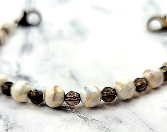 Attachement de bracelet d'identification médicale avec quartz fumé et agate tibétaine, bracelet d'alerte médicale pour femme, remplacement d'identification de pierres précieuses, diabète, asthme