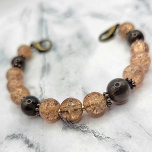 Medical Alert Bracelet Attachment w/Smoky Quartz & Crackle Glass, Medical ID Bracelet for Women, Kids and Teens, Interchangeable image 10