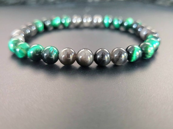 Green eye obsidian healing bracelet deals