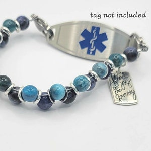 Medical Bracelet Attachment, Sodalite & Apatite Bracelet, Goddess Bracelet, Medical ID Bracelet for Women, Diabetic Bracelet image 6