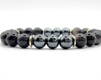 Men's Obsidian Bracelet, Hematite Bracelet, Fidget Anxiety Bracelet, Negative Energy Protection Bracelet, Stress Relief Gift