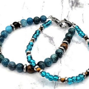 Medical Alert Bracelet Attachment, Neon Apatite & Tiger's Eye Bracelet,  Interchangeable Medical ID Bracelet for Women, Replacement Band