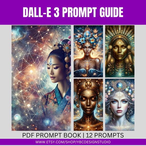 Celestial Goddess Face Card Digital Art Prompt Guide for Diverse Portraits: 12 Prompts