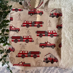 Cartable pour enfants, sac de courses, cartable, sac en tissu, sac avec camion de pompier