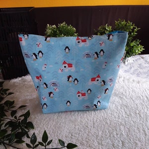 Kindertasche, Einkaufstasche, Kindergartentasche, Stoffbeutel, Spielzeugtasche, Tasche mit Eisbären und Pinguine
